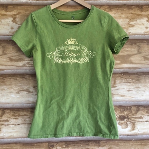 TOMMY Hilfiger scoop neck cap sleeve graphic tee size medium - Picture 2 of 7